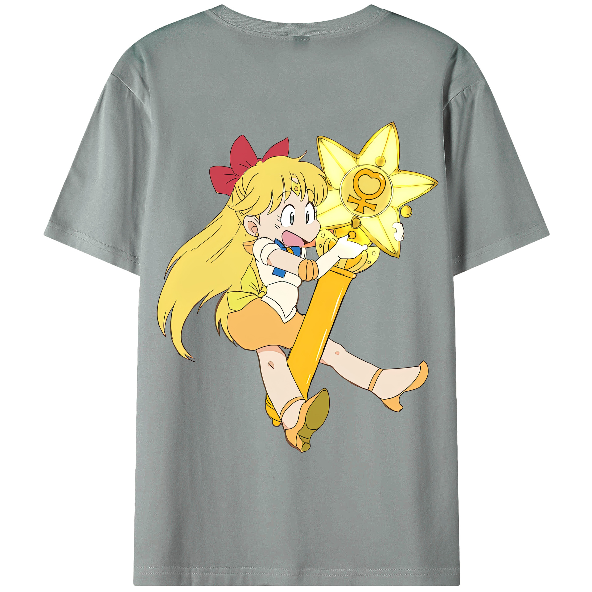 （画像用） 美少女戦士セーラームーン 愛野 美奈子 あいの みなこ Sailor Moon Aino Minako 綿100％ メンズ半袖Tシャツ（バックプリント） 通気性